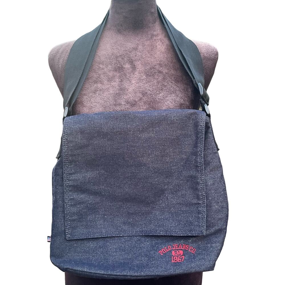 Polo Jean Co. Ralph Lauren Blue Denim Over Shoulder Bag Messenger Bag B7 Y2K